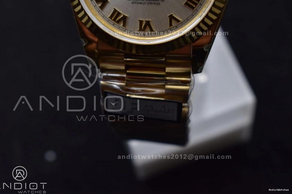 President V5 Steel Silver Best 699 DayDate vr3255 Weight) YG with Edition (Gain QF on Durable Bracelet 904L Dial 36 Roman Markers 0301